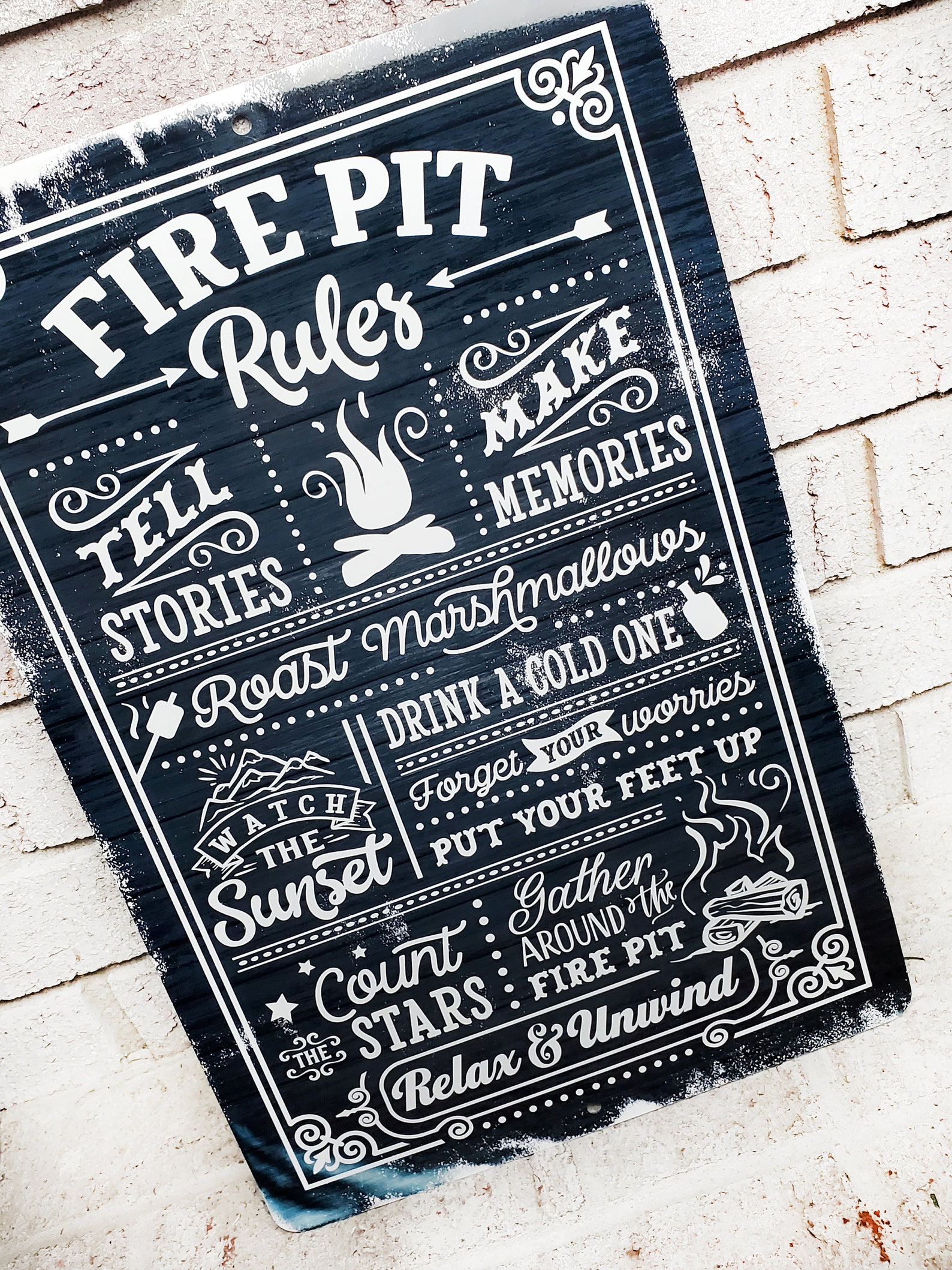 Fire Pit Rules Outdoor Metal Sign, Summer Yard Signs, Indoor/outdoor Metal Signs, Camping Decor