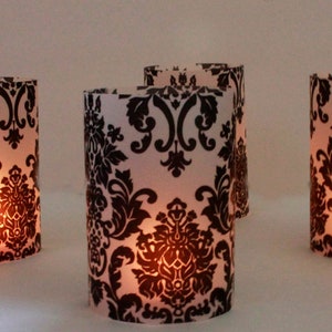 Damask Wedding Decor, Black & White Wedding, Damask luminary, Black and White Damask Wedding set of 10, party table decorations, luminaries image 9