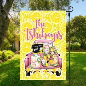 Summer Lemonade Garden Flag, Custom Garden Flag with Name, 12x18 Garden Flag, personalized flag with names, monogram flag, summer garden
