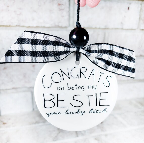 Congrats On Being My Bestie - Bestie Personalized Custom Circle Glass – PawUnique