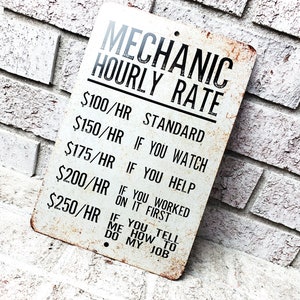 Mechanic Rules Metal Sign, Indoor/Outdoor metal signs, Garage Gifts, Gifts for him, Funny Metal Signs, Garage Decor, Metal Signs, funny gift image 4