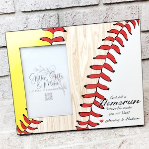 Baseball and Softball frame, Dad to both, Frame for Coach, personalized frame, custom frame, youth sports, God hit a homerun, Father&#39;s Day