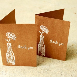 Rustic Thank You Card, Kraft Thank You Card, Wedding Thank You, Shabby Chic Thank You Card, Blank Thank You Card, Thank You Card Set of 5 image 4