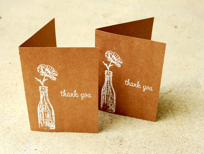 Rustic Thank You Card, Kraft Thank You Card, Wedding Thank You, Shabby Chic Thank You Card, Blank Thank You Card, Thank You Card Set of 5 image 4