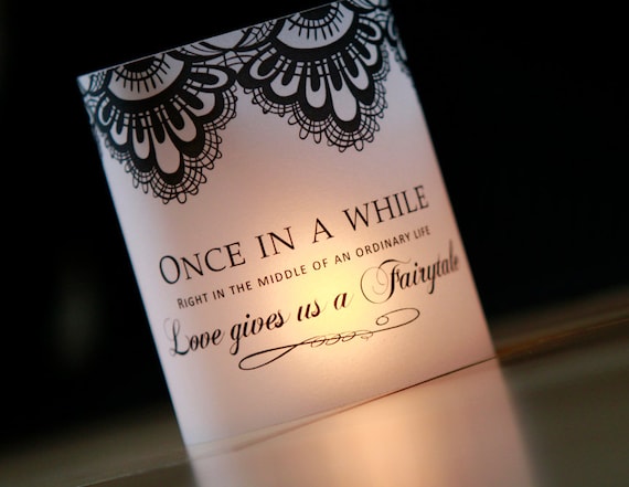 Fairytale Wedding Luminaries, Black and White Decor (Set of 10)