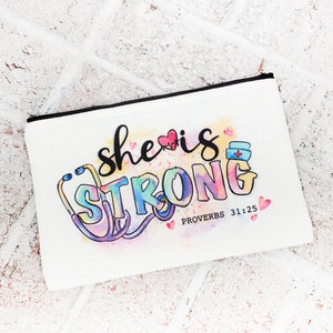 She is strong, Nurse make up bag, nurse essentials bag, nurse care kit, Nurse gifts, Nursing gift, gifts for nurse, proverbs 31:25 gift