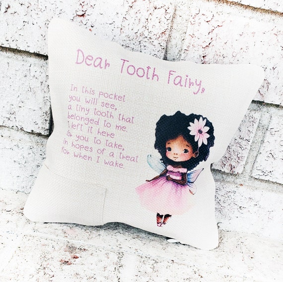 Tooth Fairy Pillow With Pocket, Small Toothfairy Pillow, Cute Fairy Pillow,  Girl Fairy Pillow, Pillow With Pocket for Tooth, 8x8 Pillow 