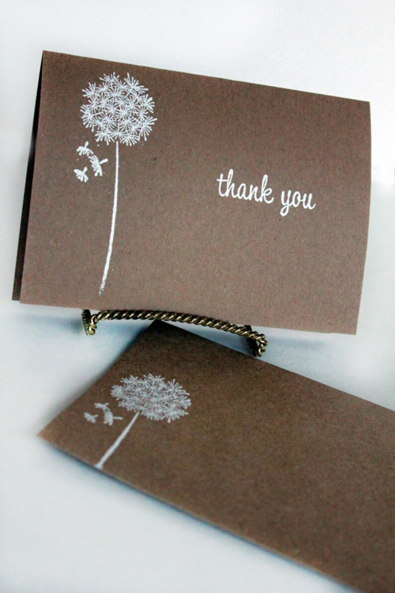 Simple Thank You Cards Set of 10 // Thank You Note Card // Blank Notecards // Simple Card Set // Stationary // Rustic Wedding Thank You Card image 1