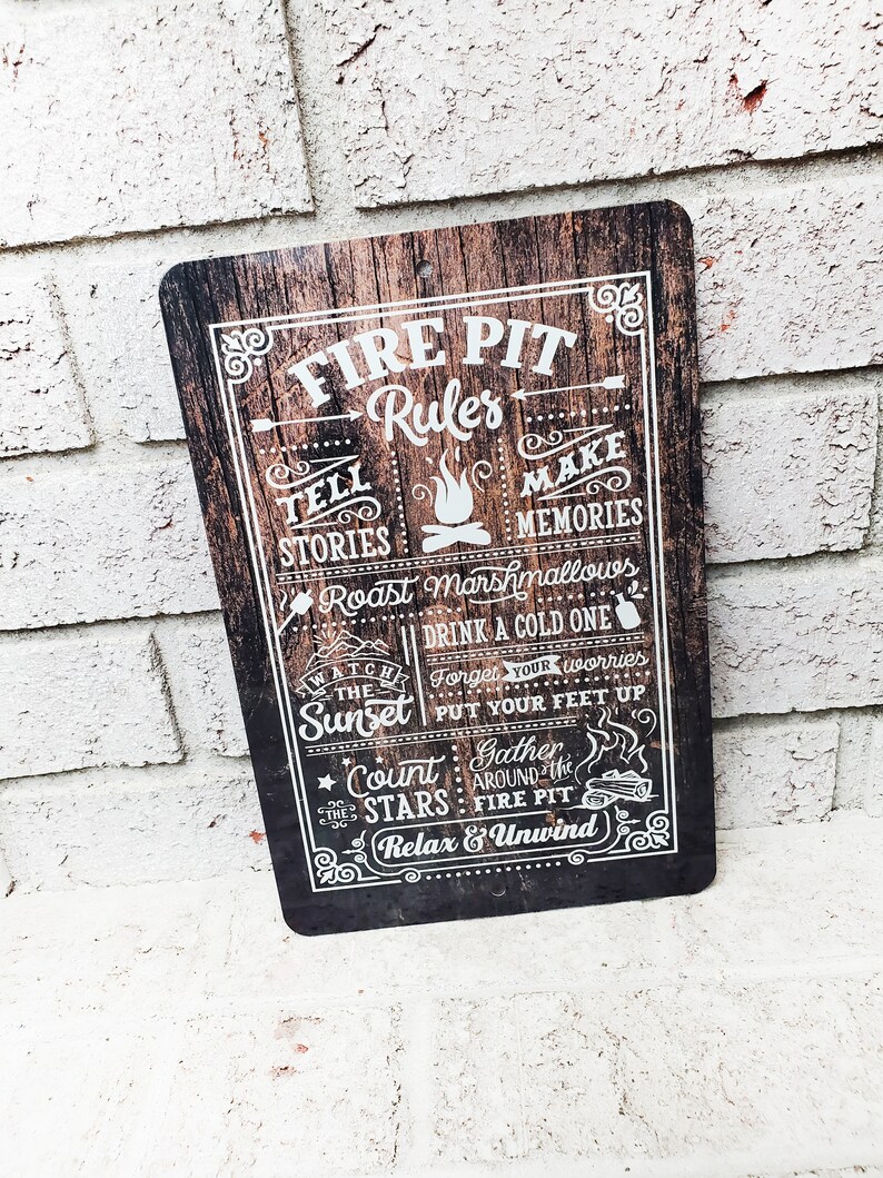 Fire Pit Rules Outdoor Metal Sign Summer Yard Signs Etsy