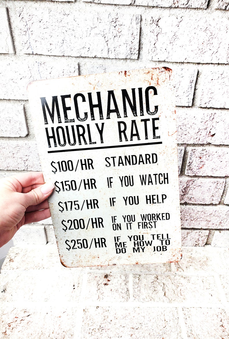 Mechanic Rules Metal Sign, Indoor/Outdoor metal signs, Garage Gifts, Gifts for him, Funny Metal Signs, Garage Decor, Metal Signs, funny gift image 1