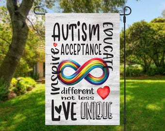 Autism Acceptance Garden Flag, 12x18 Autism yard Flag, Autism acceptance month, Custom Garden Flags, autism infinity acceptance flag