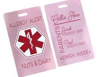Personalized Allergy Alert Tag – Medical ID for Backpack