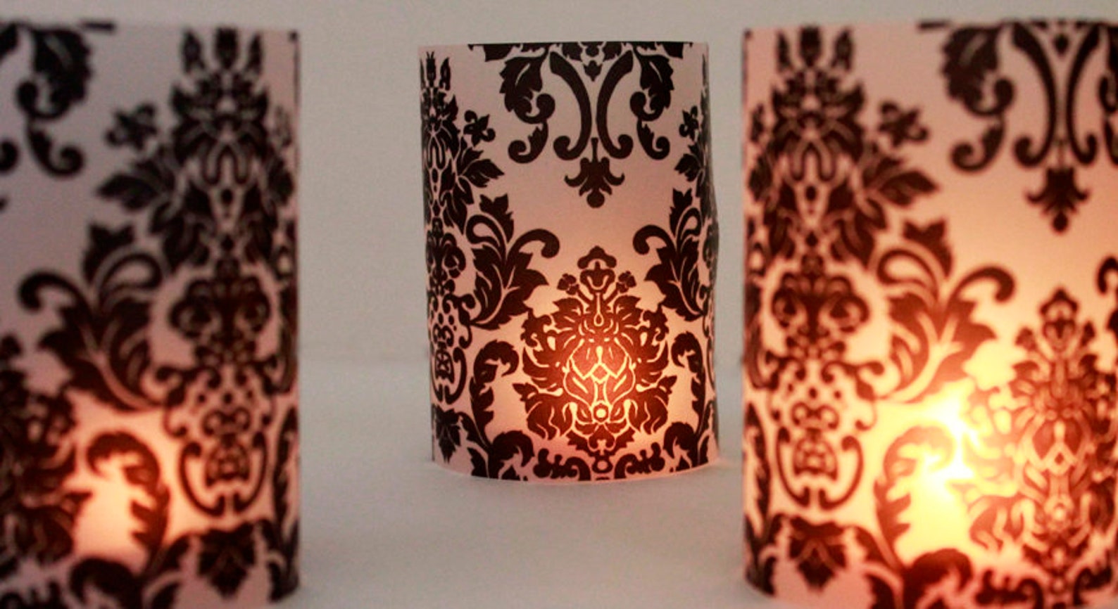 Damask Wedding Decor Black & White Wedding Damask Luminary Etsy