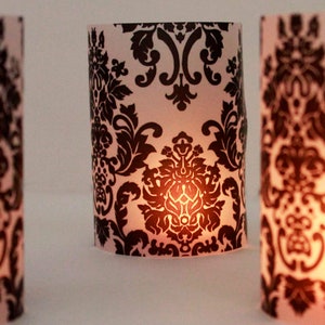 Damask Wedding Decor, Black & White Wedding, Damask luminary, Black and White Damask Wedding set of 10, party table decorations, luminaries image 7