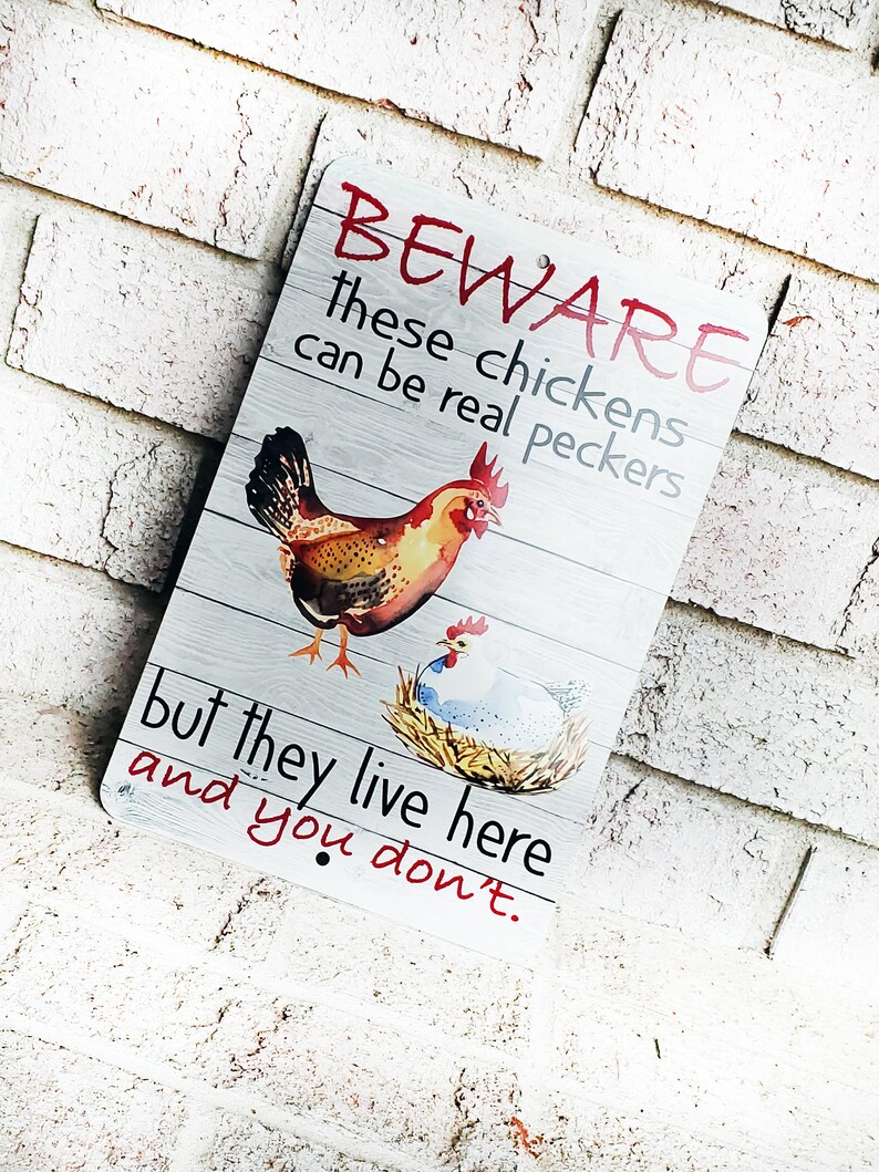 Beware of the chickens Outdoor Metal Sign, chicken coop Signs, Indoor/outdoor metal signs, fresh eggs, Backyard Chicken coop decor image 10