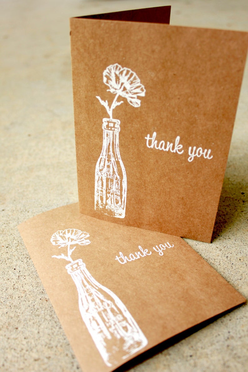 Rustic Thank You Card, Kraft Thank You Card, Wedding Thank You, Shabby Chic Thank You Card, Blank Thank You Card, Thank You Card Set of 5 image 2