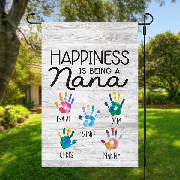 Happiness is being a nana garden flag for mother's day, personalized garden flags for grandma, Grandparent yard decor, small garden flag