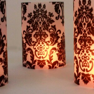 Damask Wedding Decor, Black & White Wedding, Damask luminary, Black and White Damask Wedding set of 10, party table decorations, luminaries image 6