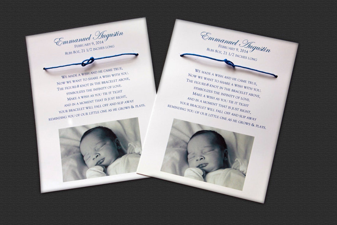 Birth Announcements New Baby Wish Bracelet Party Favors Baby Etsy