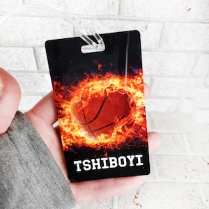 Basketball Team accessories, Bag tag accessories for basketball, sports bag ID tag, Luggage tag, Travel ball basketball tag for gym bag