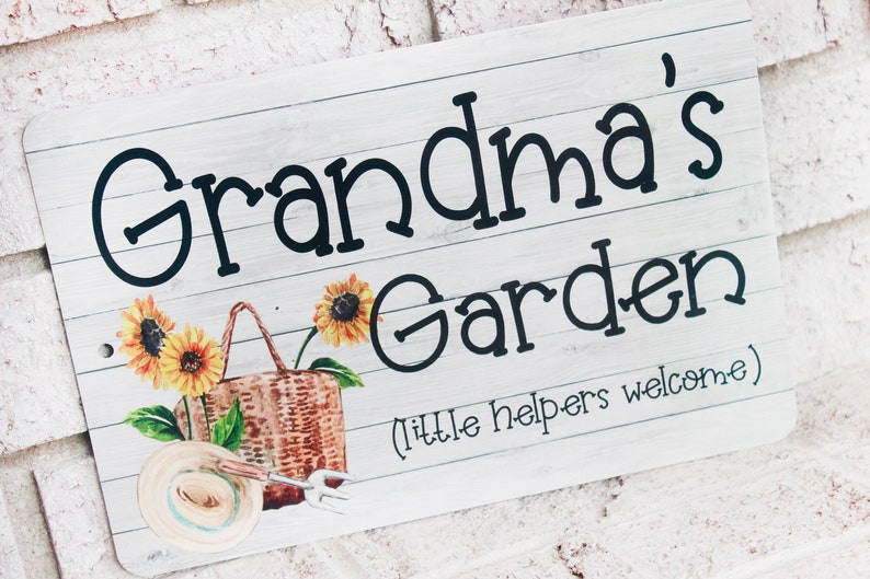 Grandma's Garden outdoor metal Garden sign, Indoor/Outdoor metal yard signs, Grandma's Garden, Little Helpers Welcome, Mothers day gift image 2