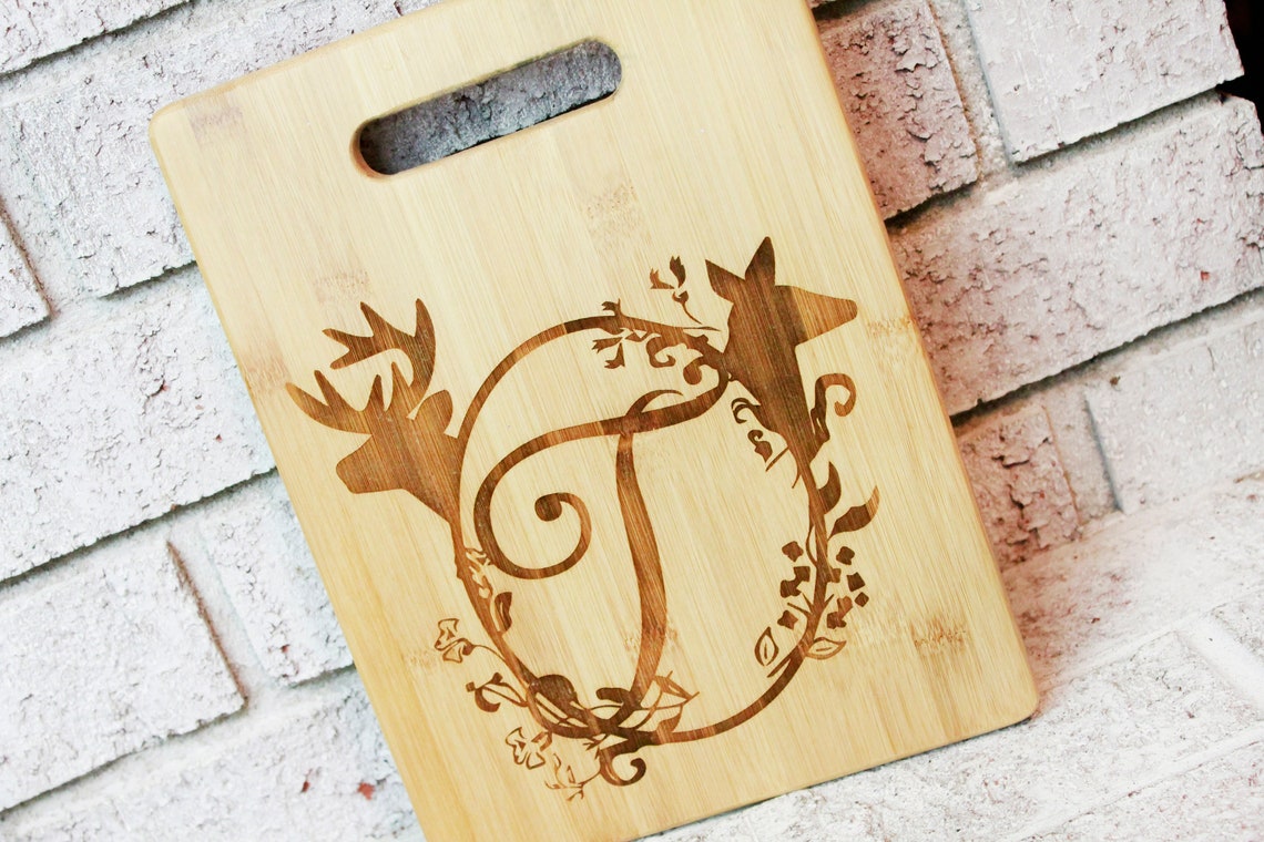 Monogram cutting board newlywed gift ideas housewarming Etsy