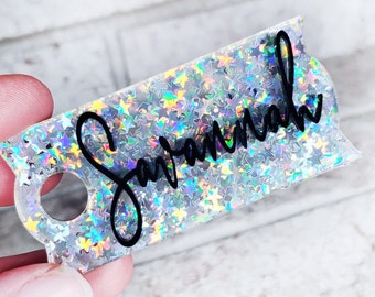 Glitter Star Topper for Insulated Tumbler, 40 ounce tumbler name plate, 30 ounce tumbler name topper, star glitter name plate for tumbler