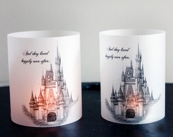 Fairytale Wedding Luminary, Cinderella Luminary, Castle, Happily Ever After, Wedding Centerpieces, Wedding decor, fairytale themed set of 30