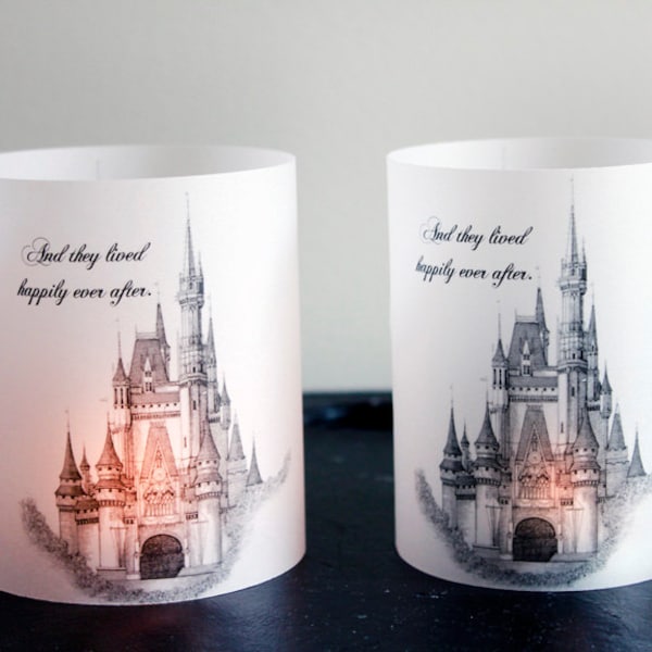 Fairytale Wedding Luminary, Cinderella Luminary, Castle, Happily Ever After, Wedding Centerpieces, Wedding decor, fairytale themed set of 25