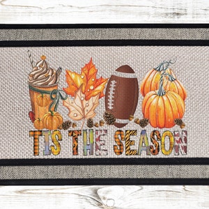 Football rug, fall and football, It&#39;s football season, front porch rug, seasonal porch rug, pumpkin spice and pumpkins, footbal porch mat