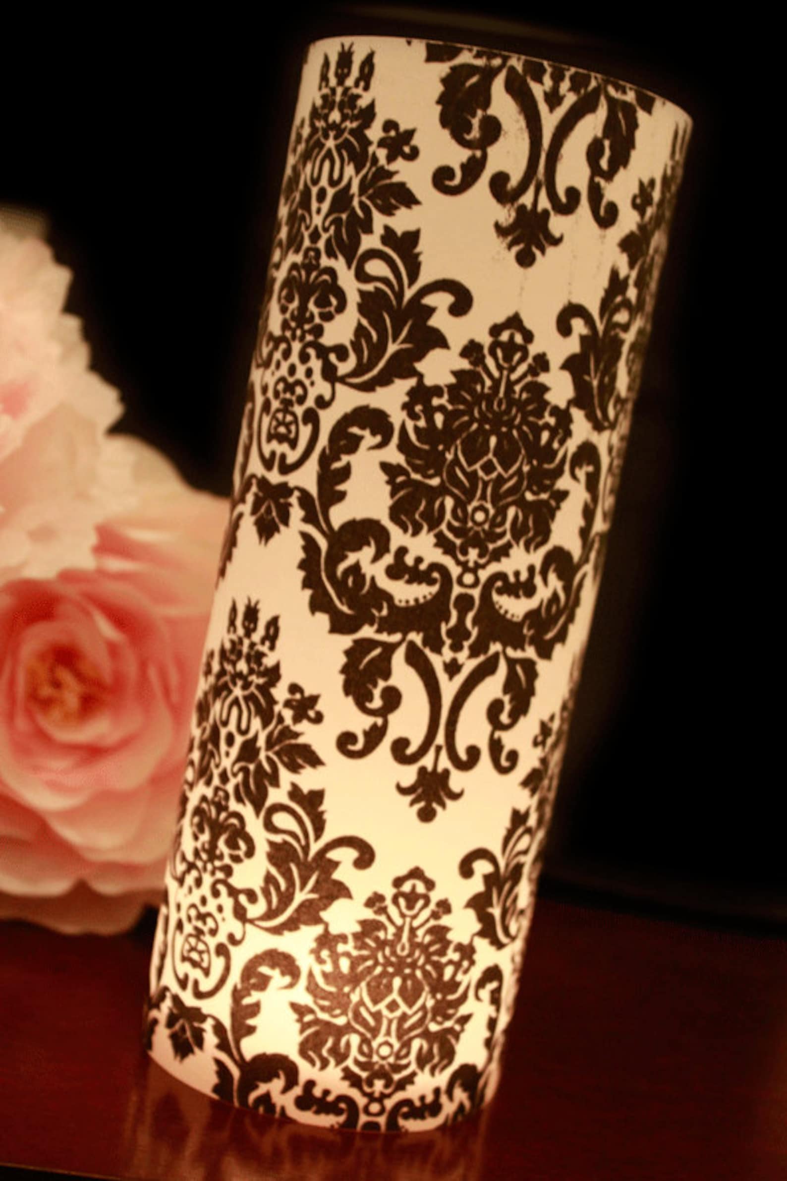 Damask Wedding Decor Black & White Wedding Damask luminary Etsy