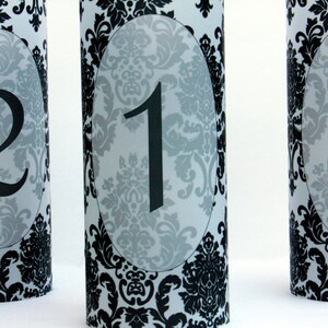 Damask Luminary Table Numbers set of 20, Wedding Table Numbers, Damask Wedding image 3