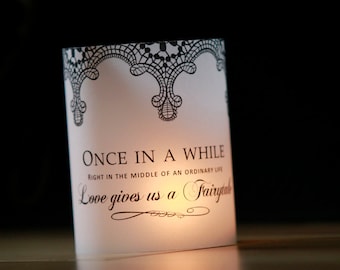 Lace Wedding Luminaries, Fairytale Table Centerpiece, Set of 10