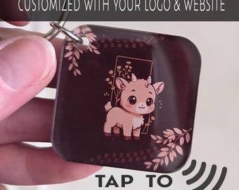 Custom NFC Tap to Website Keychain | Branded Business Logo Keychain | Digital Business Card Keychain | Small Business Marketing Tool
