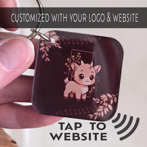 Custom NFC Tap to Website Keychain | Branded Business Logo Keychain | Digital Business Card Keychain | Small Business Marketing Tool