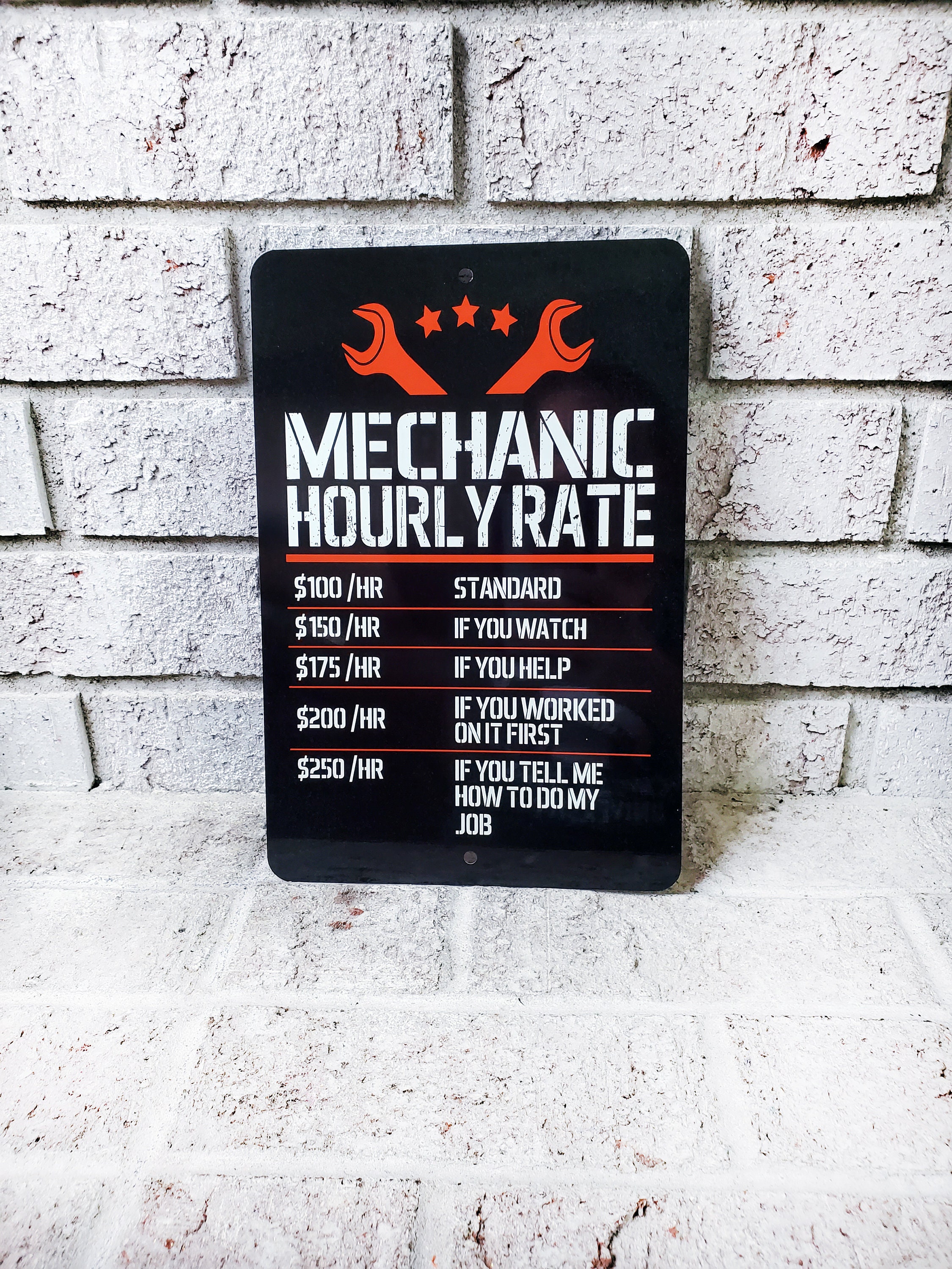 Mechanic Hourly Rate Metal Sign, Funny Garage Decor - Etsy
