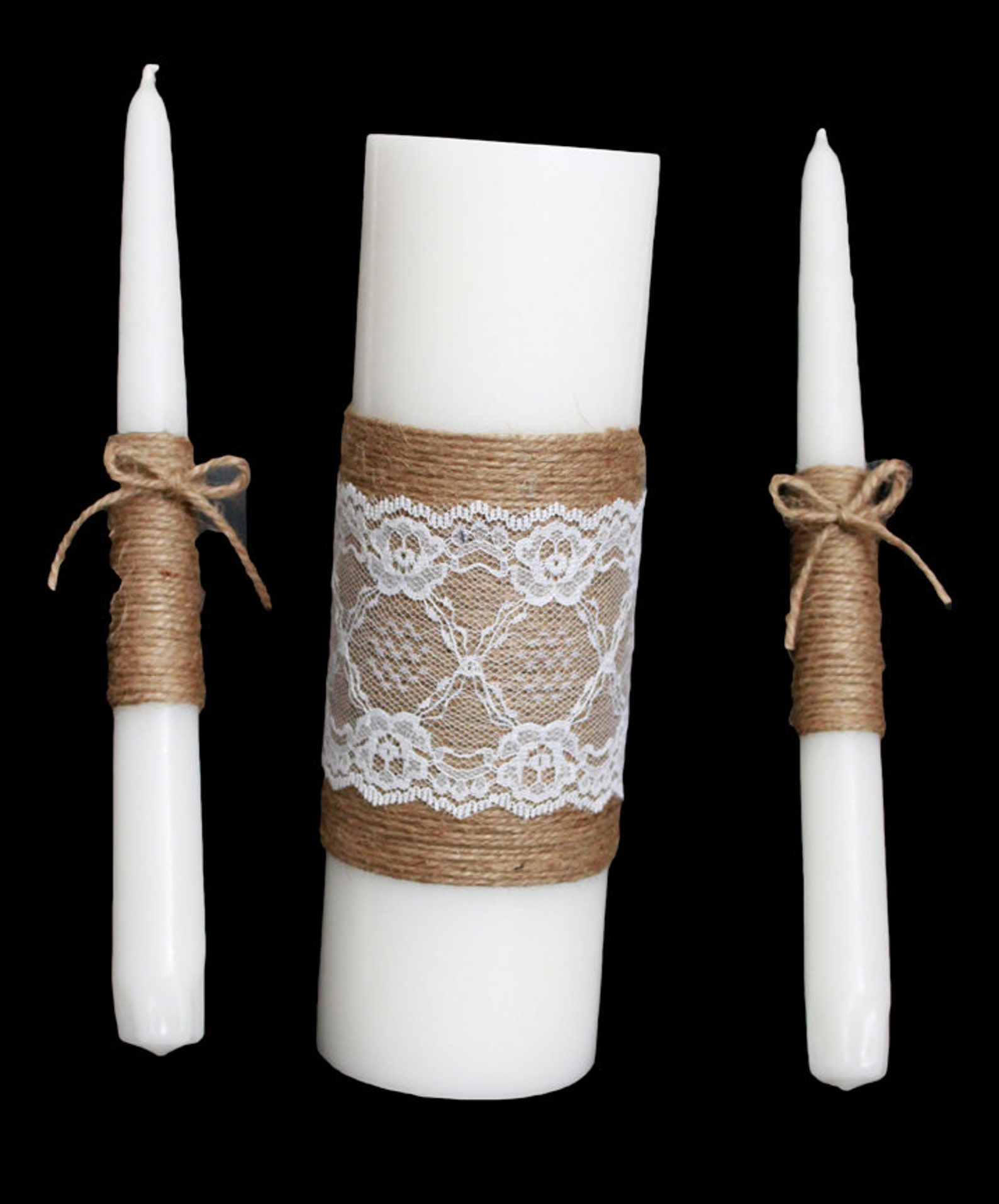 Lace Unity Candle Rustic Unity Candle Set Shabby chic unity Etsy
