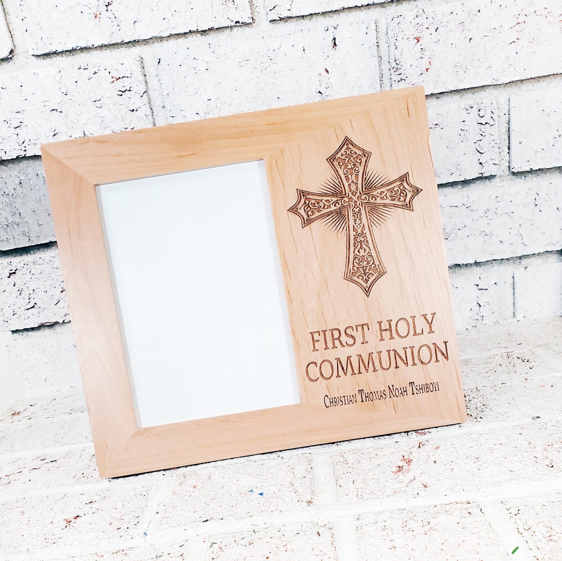 First Holy Communion Frame, Engraved Cross, Catholic Gift Ideas, First ...