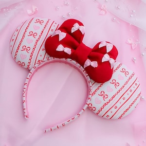 Pink and Red Bow Valentines Mickey Ears / Minnie Ears / Disney headband / Mickey Mouse ears / Minnie Mouse headband