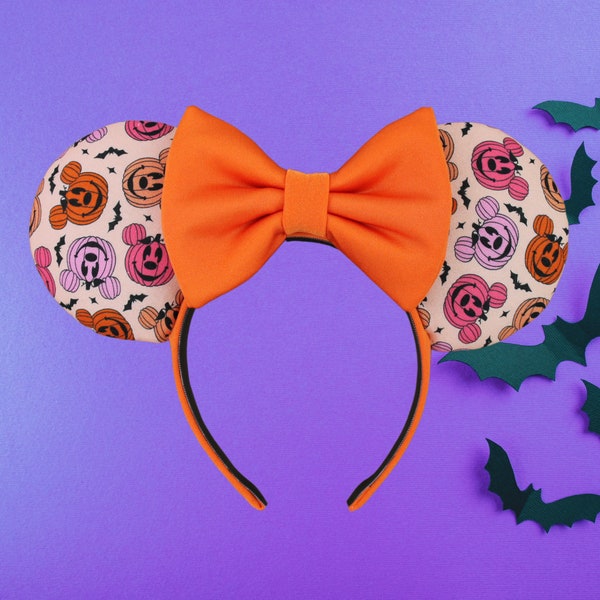 Colorful Pumpkin Mickey Halloween Ears, Minnie Ears, Disney headband, Mickey Mouse ears, Minnie Mouse headband, Disney Halloween ears