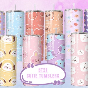 BTS BT21 Cutie Steel tumbler, BTS merch, BT21 merch, BT21 cup, BT21 decor, kpop gift, gift for kpop fan, BTS fan gift, bts army, bts bias