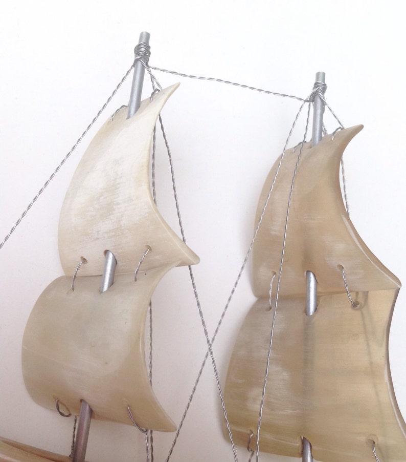 Vintage boat sculpture cow horn small sailing ship yacht Etsy