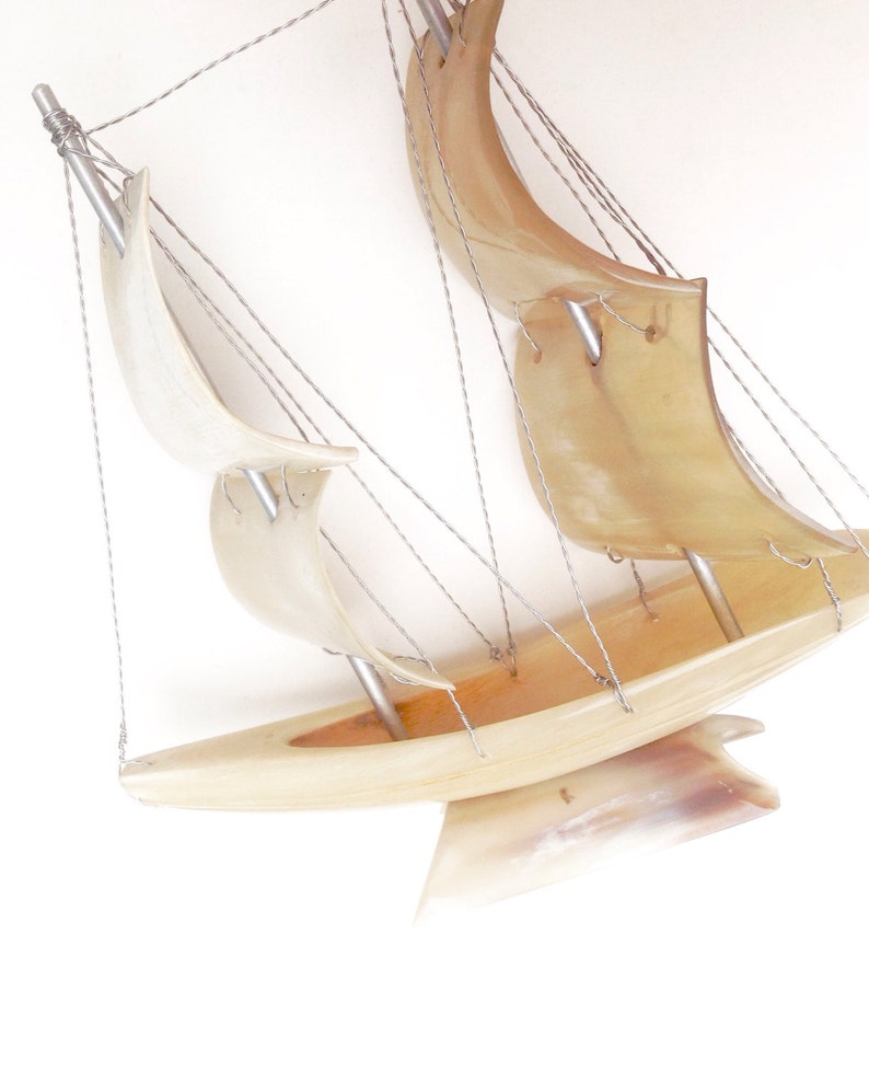 Vintage boat sculpture cow horn small sailing ship yacht Etsy
