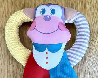 Vintage 1986 PLAYSKOOL Baby Touch 'ems Monkey Rattle 5335~Soft Large 8" Exc!