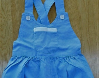 Vintage Boy's Blue Bubble Overall Summer Jumper Romper Cotton Size 12 Months