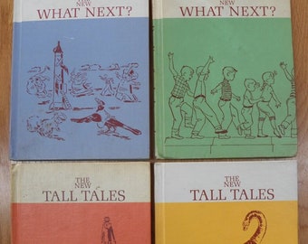 Lot x 4 Scott/Foresman Readers Vintage 1960's~What Next 1 and 2/Tall Tales 1 and 2