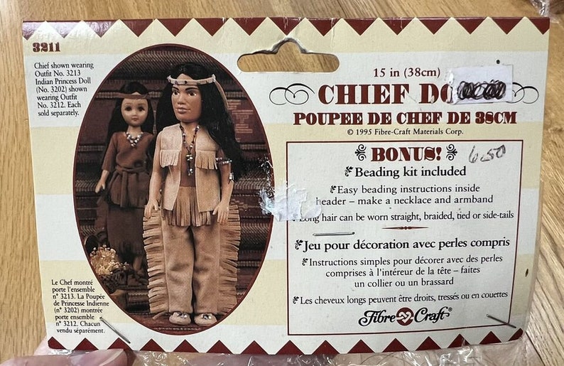 VintageFibre Craft 15 Native American Indian Chief Doll with Beading Kit3211 画像 5