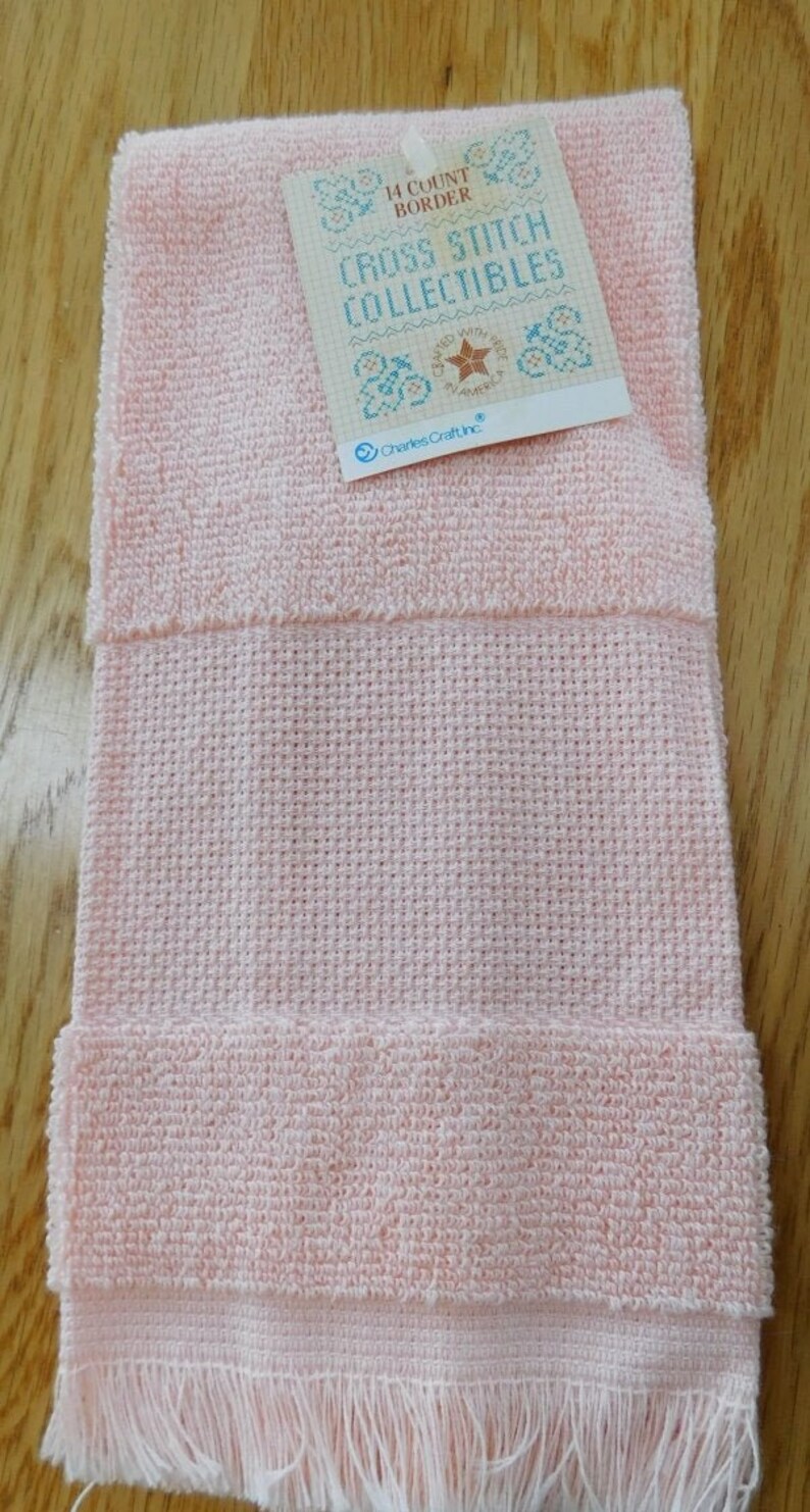 Charles Craft PEACH Fingertip Towel with Cross Stitch Aida Etsy