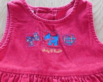 Vintage Oshkosh Baby B'Gosh Girls Red Corduroy Jumper Dress Size 24 m Months