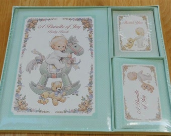 Vintage RUTH MOREHEAD Baby Record Book/Brag Book/Thank You Cards~New SEALED Set